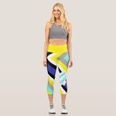 Leggings Capri Funky Abstrait Art Jaune Pastel Thème (Recto)