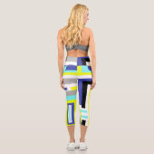Leggings Capri Funky Abstrait Art Jaune Pastel Thème (Verso)