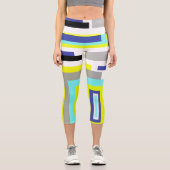 Leggings Capri Funky Abstrait Art Jaune Pastel Thème (Recto)