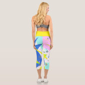 Leggings Capri Funky Abstrait Art Jaune Pastel thème (Verso)
