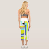 Leggings Capri Funky Abstrait Art Jaune Pastel Thème (Verso)