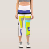 Leggings Capri Funky Abstrait Art Jaune Pastel Thème (Recto)