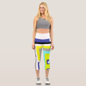 Leggings Capri Funky Abstrait Art Jaune Pastel Thème (Recto)