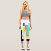 Leggings Capri Funky Abstrait Art Jaune Pastel Thème (Recto)