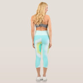 Leggings Capri Funky Abstrait Art Jaune Turquoise Pastel Thème (Verso)
