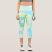 Leggings Capri Funky Abstrait Art Jaune Turquoise Pastel Thème (Recto)