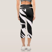 Leggings Capri Funky Abstrait Art noir blanc (Verso)