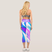 Leggings Capri Funky Abstrait Art Pastel rose violet (Verso)