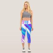 Leggings Capri Funky Abstrait Art Pastel rose violet (Recto)