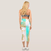 Leggings Capri Funky Abstrait Art Pastel Turquoise Blanc (Verso)