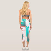 Leggings Capri Funky Abstrait Art Pastel Turquoise Blanc (Verso)