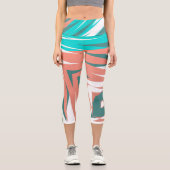 Leggings Capri Funky Abstrait Art Pastel Turquoise Blanc (Recto)