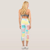 Leggings Capri Funky Abstrait Art Pastel Turquoise Jaune (Verso)