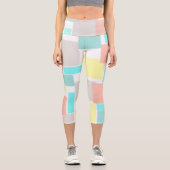 Leggings Capri Funky Abstrait Art Pastel Turquoise Jaune (Recto)