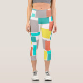 Leggings Capri Funky Abstrait Art Pastel Turquoise Jaune (Recto)