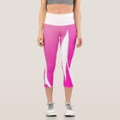 Leggings Capri Funky Abstrait Art violet rose blanc (Recto)