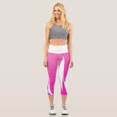 Leggings Capri Funky Abstrait Art violet rose blanc (Recto)