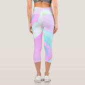 Leggings Capri Funky Art Abstrait rose Turquoise Pastel thème (Verso)