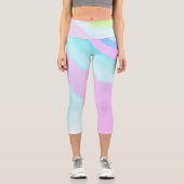 Leggings Capri Funky Art Abstrait rose Turquoise Pastel thème (Recto)