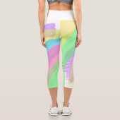 Leggings Capri Funky Bleu Rouge Rouge Abstrait Art Pastel Thème (Verso)