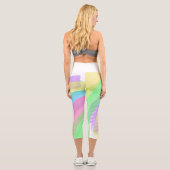Leggings Capri Funky Bleu Rouge Rouge Abstrait Art Pastel Thème (Verso)