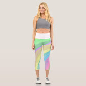 Leggings Capri Funky Bleu Rouge Rouge Abstrait Art Pastel Thème (Recto)