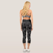 Leggings Capri Funky Retro Black White Computer Circuit Board (Verso)