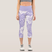 Leggings Capri Funky Retro Cool moderne Fleurs Motif d'art (Recto)