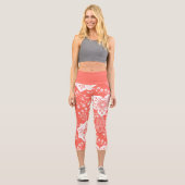 Leggings Capri Funky Retro Cool moderne Fleurs Motif d'art (Recto)