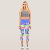 Leggings Capri Funky Retro Floral Sur Chic Cool Stripes Motif (Recto)