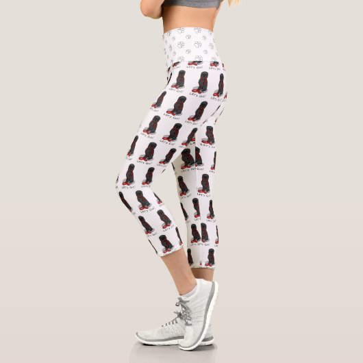 Leggings Capri Funny Let's Go! Walk Affenpinscher (Black Natural) (Gauche)