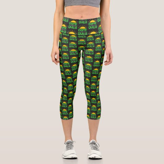 Leggings Capri Game Over, Level Up : Aventure de bloc de pixel ré (Recto)