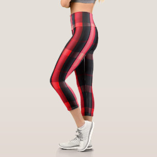 Leggings Capri Gamme Abstraite Red Black Plaid