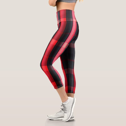 Leggings Capri Gamme Abstraite Red Black Plaid (Gauche)
