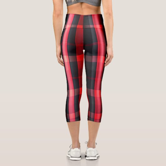 Leggings Capri Gamme Abstraite Red Black Plaid (Verso)