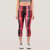 Leggings Capri Gamme Abstraite Red Black Plaid (Recto)