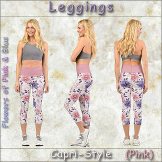 Leggings Capri GAMMES DE STYLE CAPRI - Fleurs de rose et bleu #2