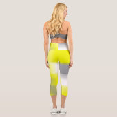Leggings Capri Géométrie funky Art Abstrait gris jaune blanc (Verso)