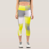 Leggings Capri Géométrie funky Art Abstrait gris jaune blanc (Recto)