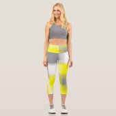 Leggings Capri Géométrie funky Art Abstrait gris jaune blanc (Recto)