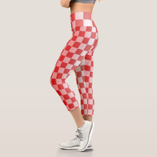 Leggings Capri Géométrique à carreaux rouges