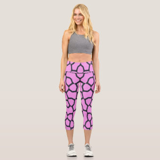 Leggings Capri géométriques roses et noirs abstrai