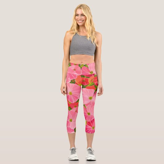 Leggings Capri Géranium - la fleur guérit le champ aurique (Recto)