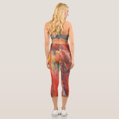 Leggings Capri Geste Vertical Abstrait en Rouge (Verso)