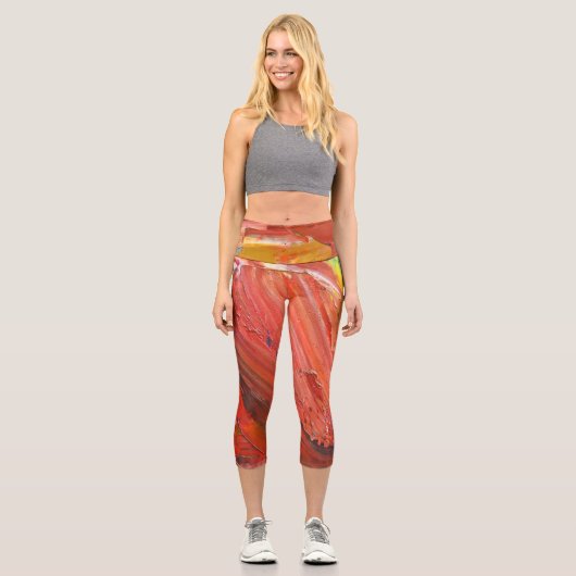 Leggings Capri Geste Vertical Abstrait en Rouge (Recto)