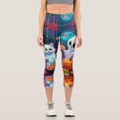 Leggings Capri Ghost Kitten Citrouille Candy Halloween (Recto)