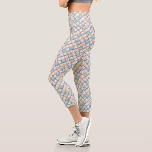 Leggings Capri Gingham Cathedral Window Quilt Design (Gauche)