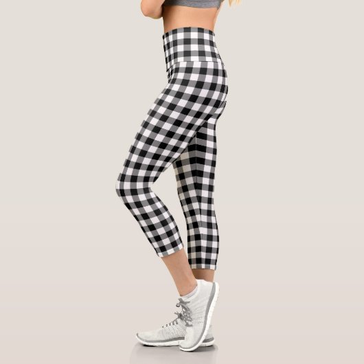 Leggings Capri Gingham moderne noir et blanc (Gauche)