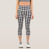 Leggings Capri Gingham moderne noir et blanc (Recto)