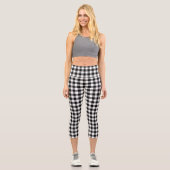 Leggings Capri Gingham moderne noir et blanc (Recto)